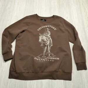 Yellowstone "Dutton Ranch" Sweatshirt Adult M Brown Crewneck Fleece Sweater